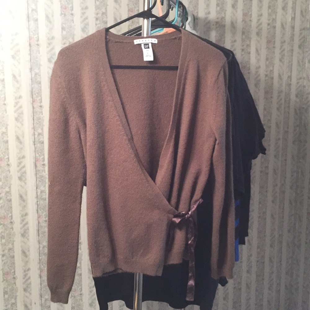 Brown Gap wrap cardigan